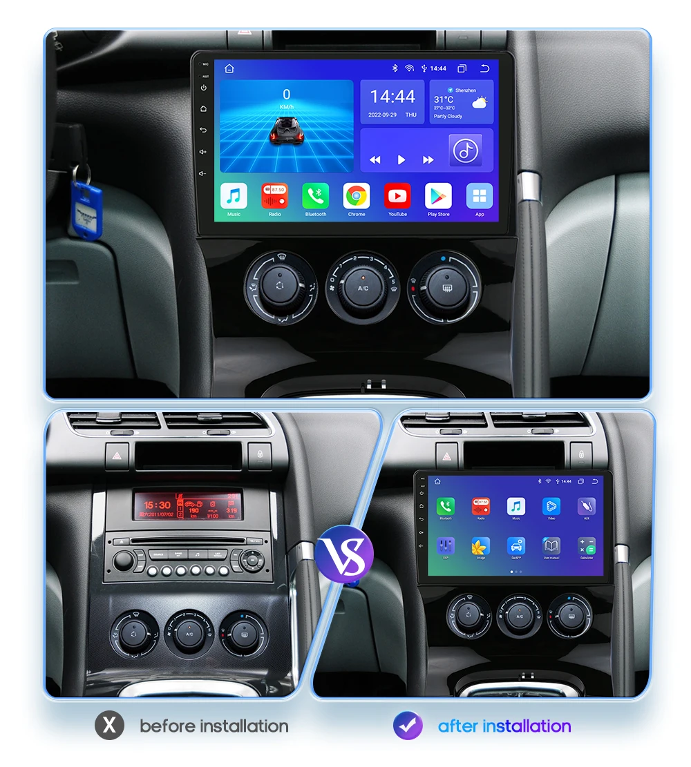 Autorradio Android 2DIN OSSURET con CarPlay 4G LTE – Peugeot 3008 2009-2015 - imagen 2