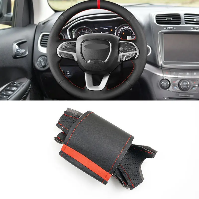 Funda volante microfibra con ribete rojo para Dodge Challenger Charger