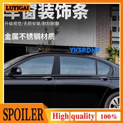 Estilo de coche, moldura de ventana de acero negro, tiras de marco, cubierta embellecedora para BMW Serie 7 F02 G12 2009 a 2023