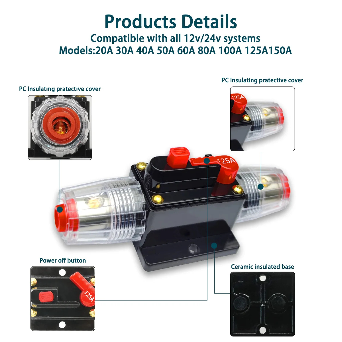 Disyuntor reiniciable 20-150 A para amplificador de coche - imagen 2