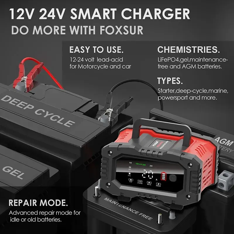 Cargador inteligente 12/24 V para coche y moto, AGM, GEL y LiFePO4 - imagen 3