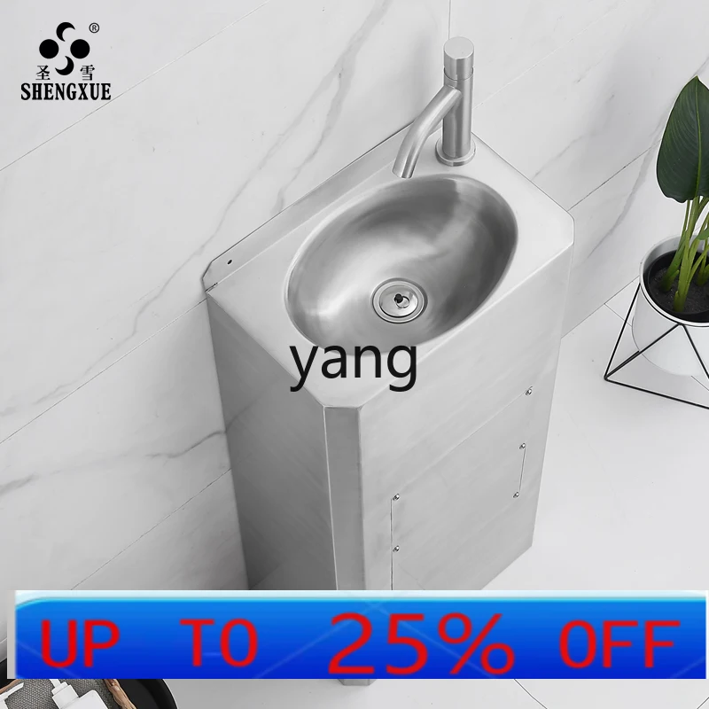 Lavabo de acero inoxidable con columna cuadrada para taller mecanico