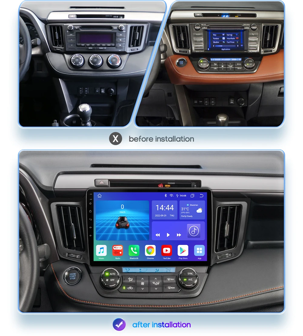 Radio Android 2 DIN Hizpo para Toyota RAV4 2013-2017 con CarPlay y GPS - imagen 2