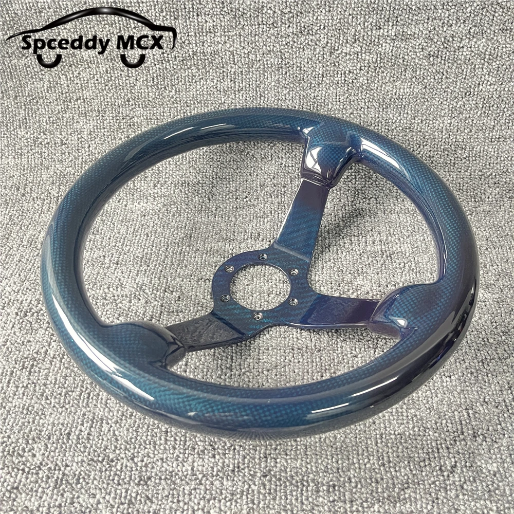 Volante deportivo fibra de carbono 340mm deep dish azul – Universal racing - imagen 3