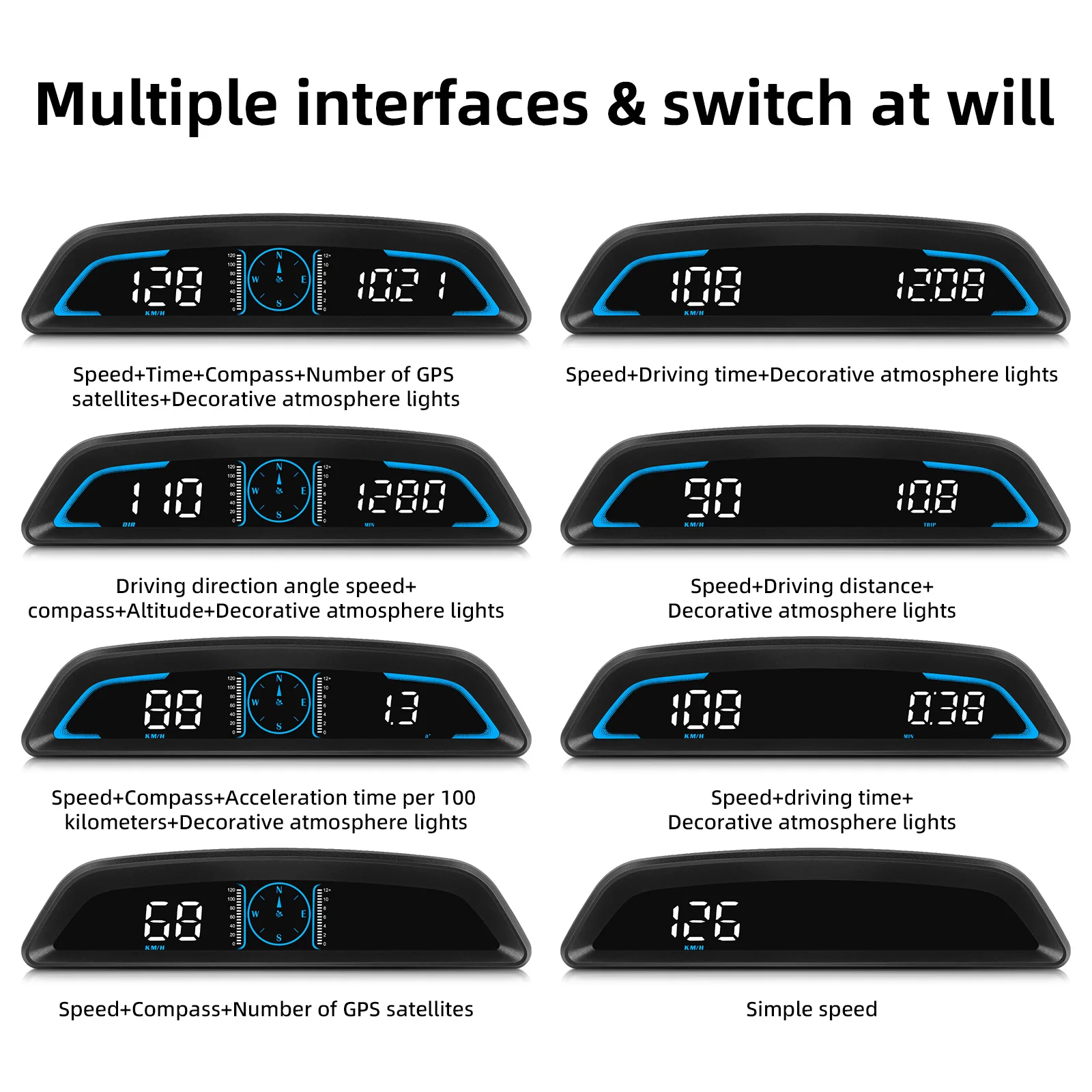 Velocímetro GPS automático con pantalla frontal, alarma y fatiga - imagen 3