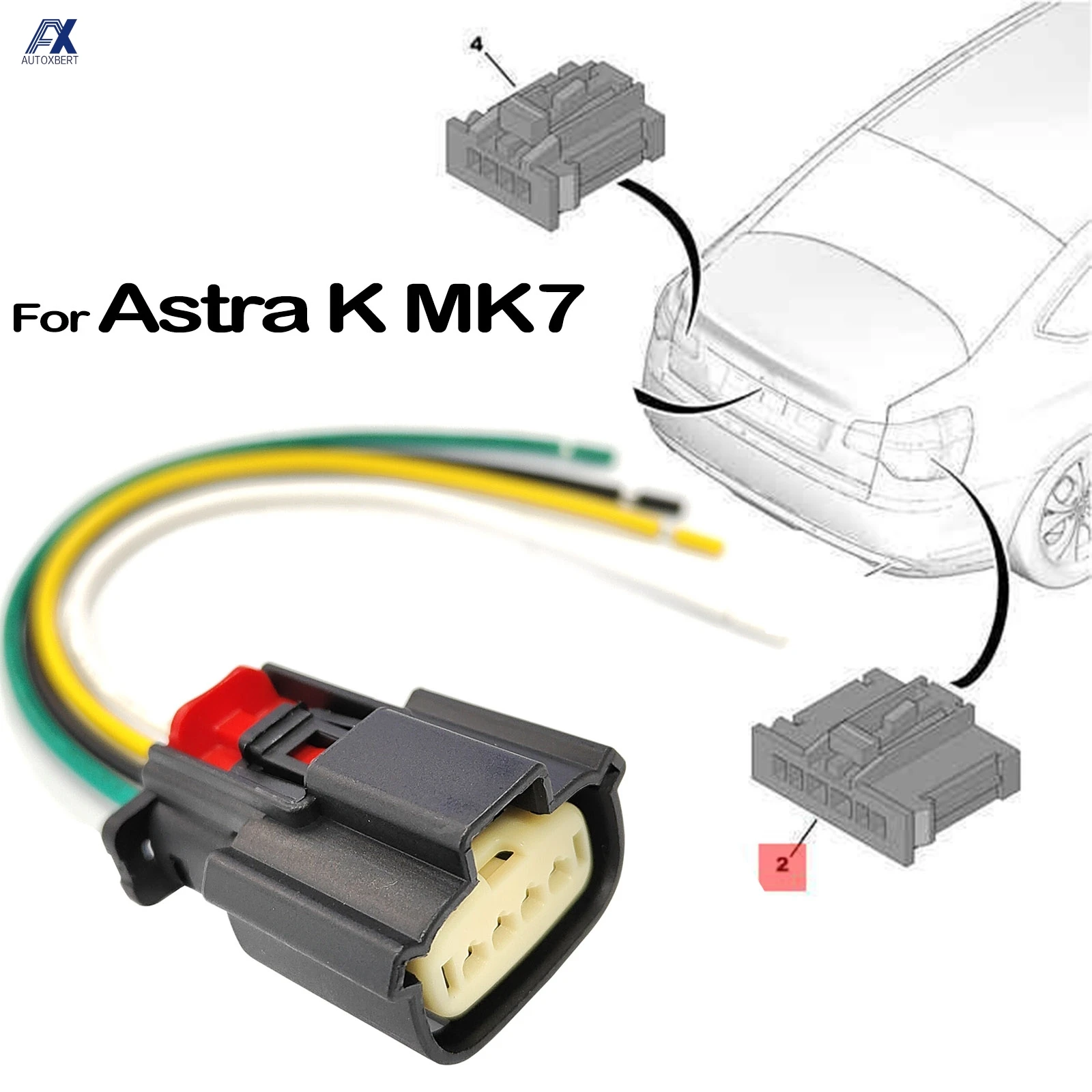 Para Holden Opel Vauxhall Astra K Mk7 BK BL 2015-2021 lámpara de luz trasera conector de 4 pines enchufe en espiral cableado precableado 19371211