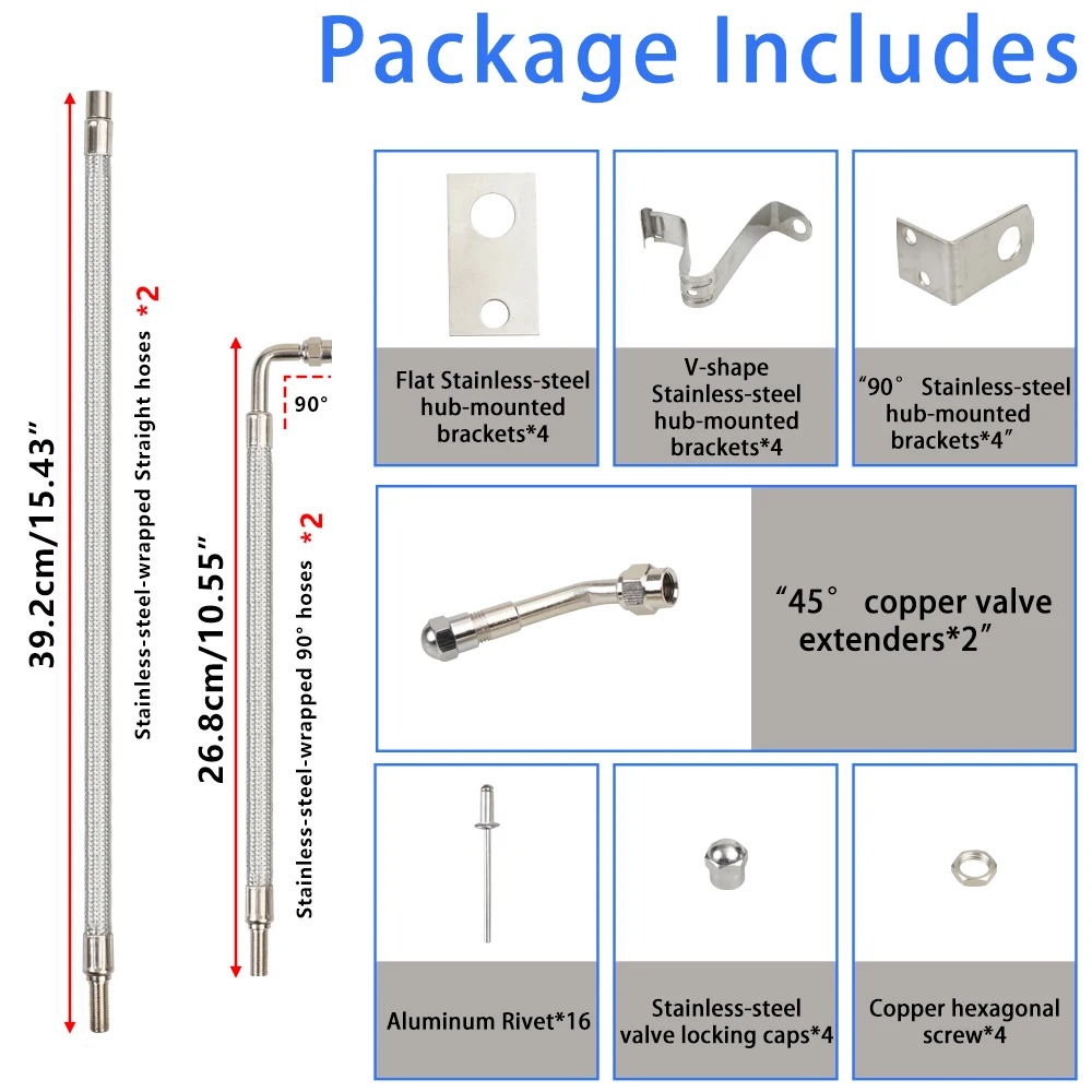 Extensores vástago válvula doble acero inoxidable para ruedas gemelas - imagen 5