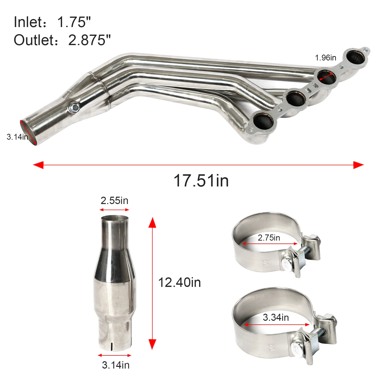 Colectores de escape inoxidables largos – Camaro SS LS3 6.2 V8 - imagen 2