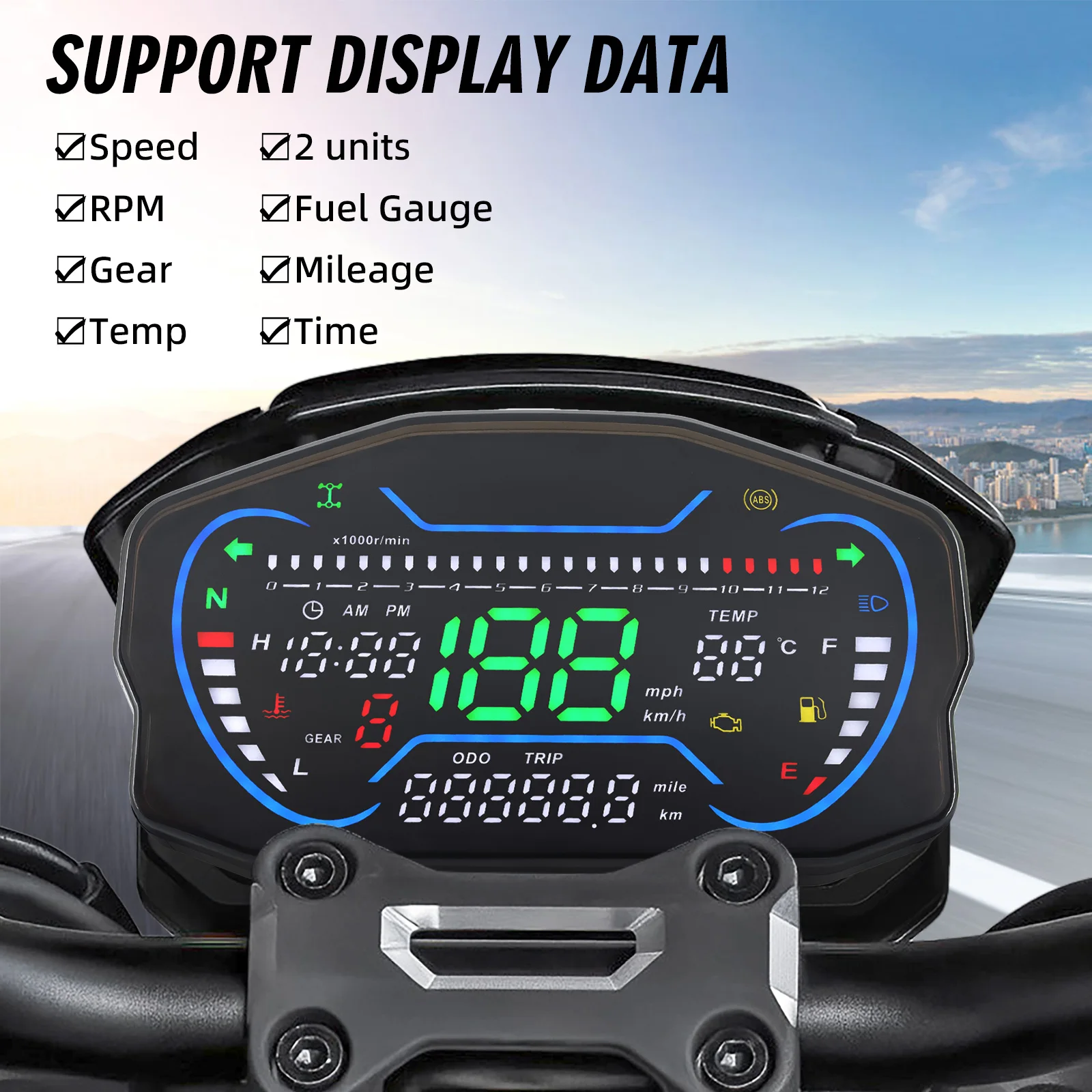 Velocímetro digital de moto con tacómetro y medidor combustible - imagen 3