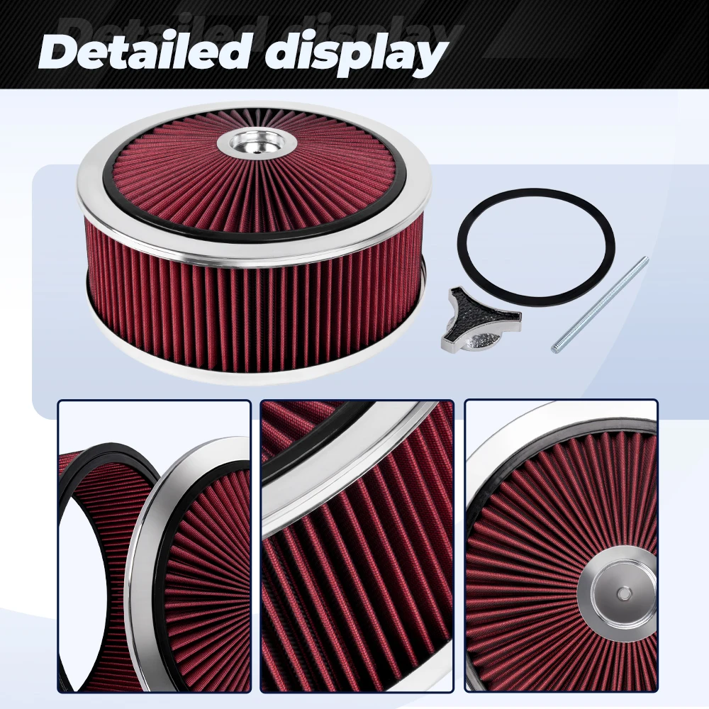 Filtro de aire deportivo cromado OFI178 con cuello 5-1/8" - imagen 5
