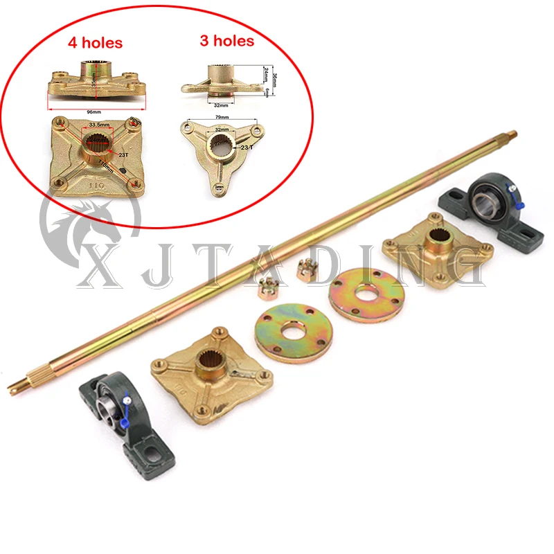 Eje trasero 1000 mm con rodamientos UCP205 para go kart