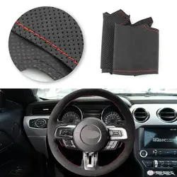 Funda de volante de gamuza trenzada para Ford Mustang GT 2015-2021