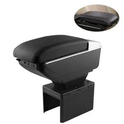 Caja almacenamiento reposabrazos consola central Universal – cuero negro