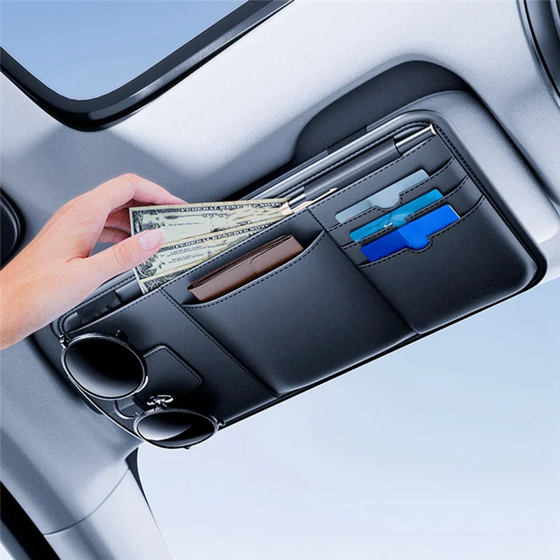 Organizador de visera AB56 para gafas, tarjetas y licencia – Coche - imagen 2