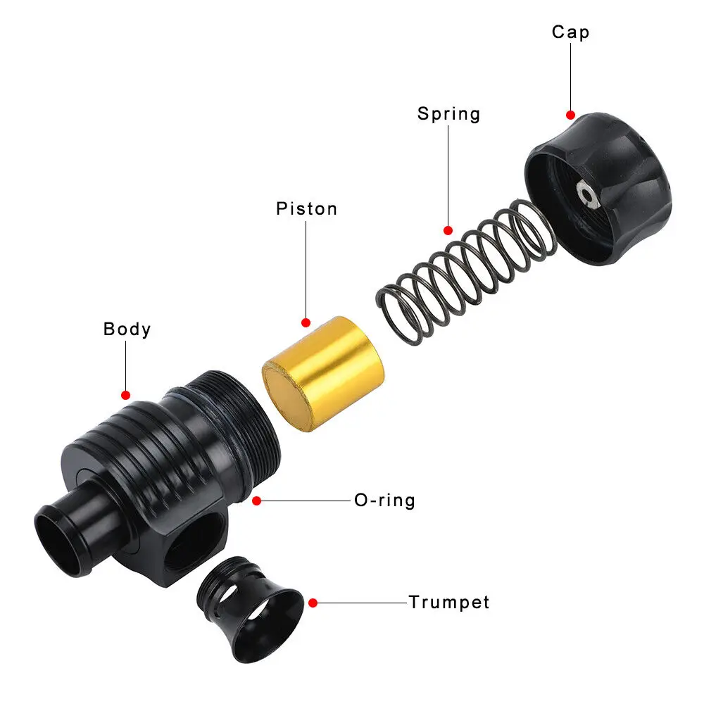 Válvula de descarga turbo BOV Supersonic ajustable 25 mm negra - imagen 2