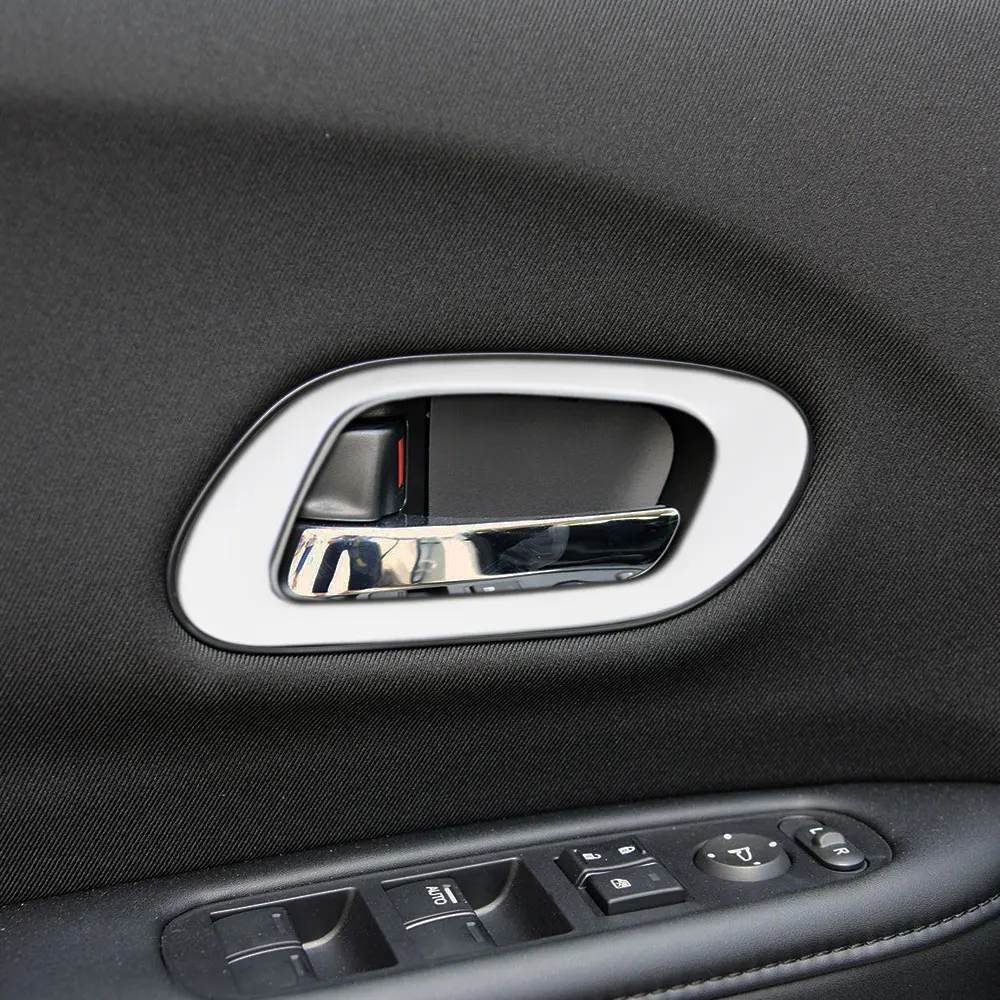 Juego de 4 unidades de pegatinas de marco de manija de puerta cromadas internas de coche para Honda HRV HR-V Vezel 2013 2014 2015 2016 2017 2018 Accesorios - imagen 3