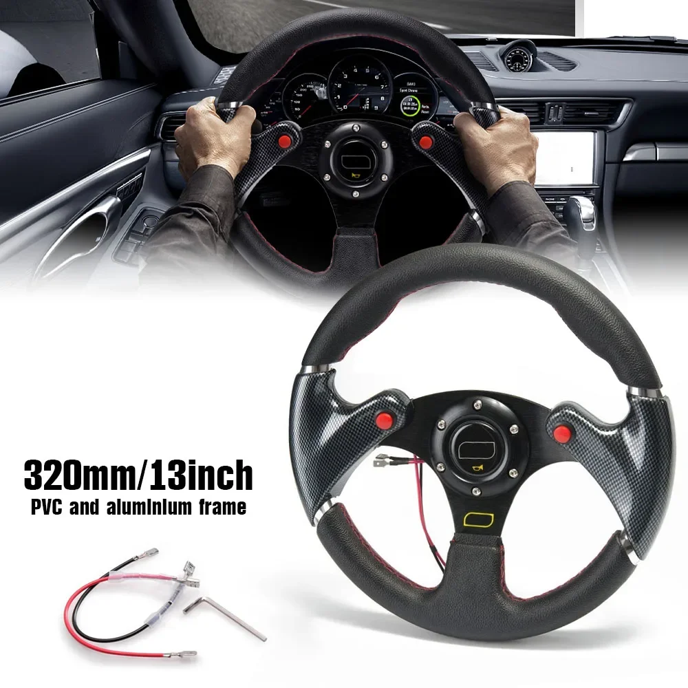Volante racing plano 320mm carbono universal