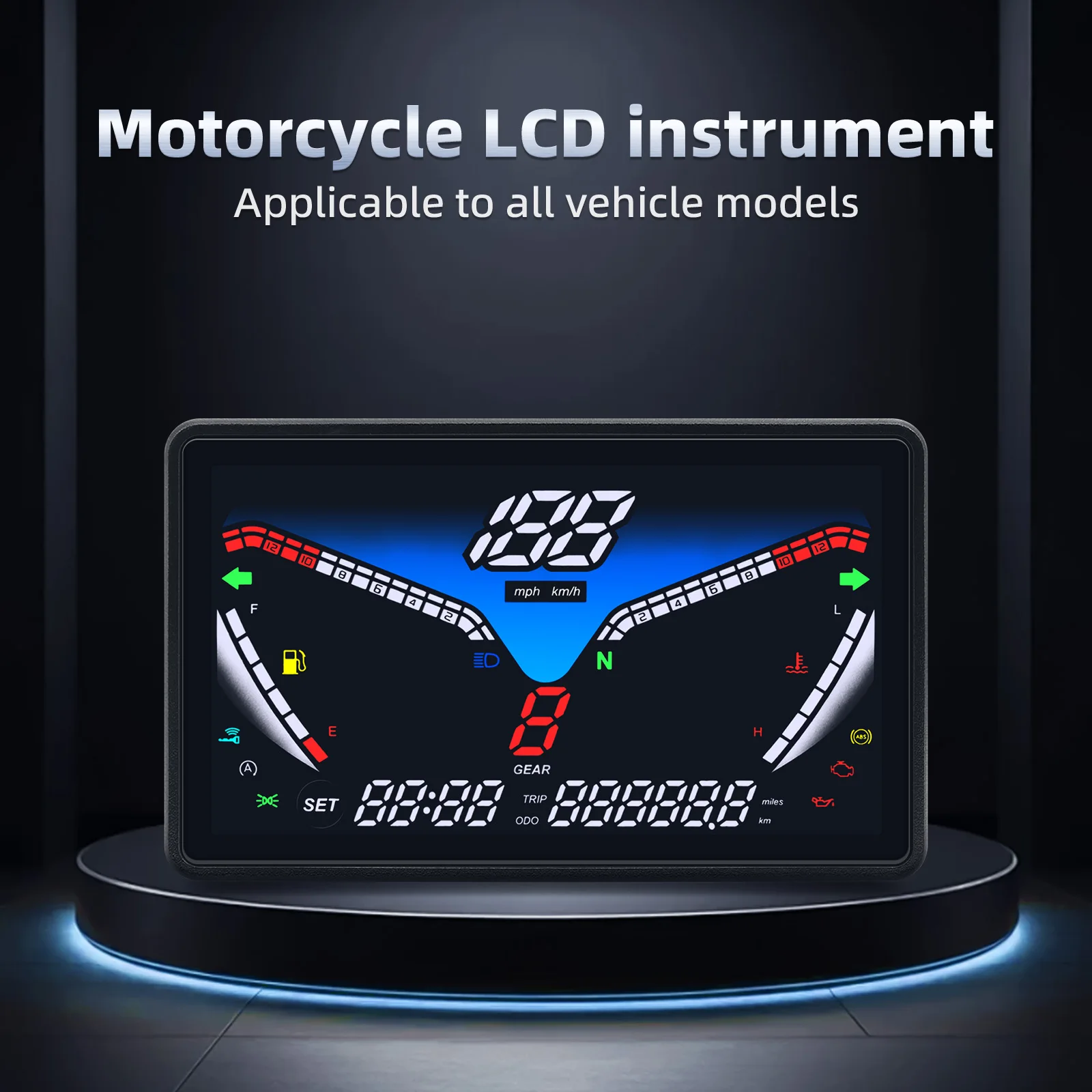Velocímetro digital universal LCD instalado en motocicleta
