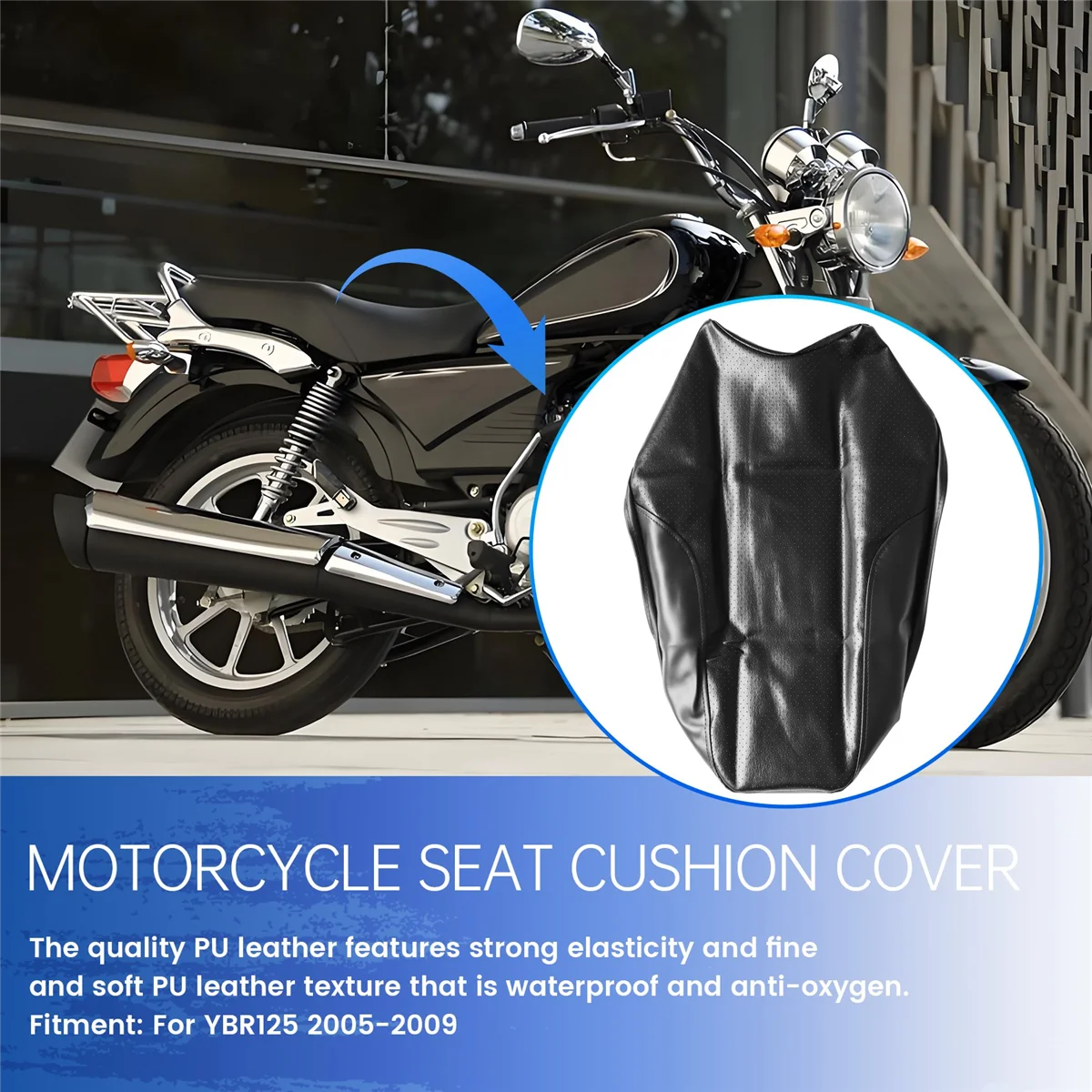 Funda de asiento Yamaha YBR125 cuero PU 2005-2009 YS150 - imagen 4