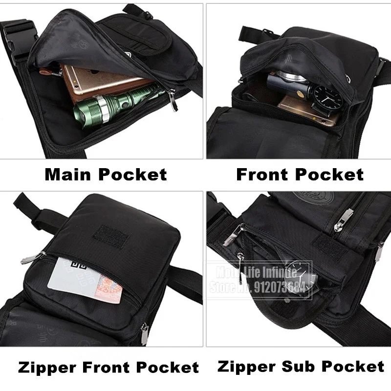 Bolsa de pierna impermeable para moto de lona, bandolera y cintura - imagen 5