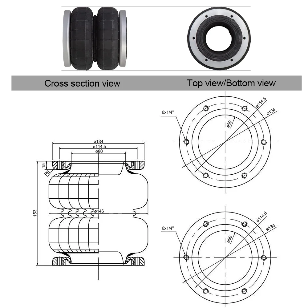 2S70-13F Kit suspensión neumática con brida de aluminio para coche - imagen 5
