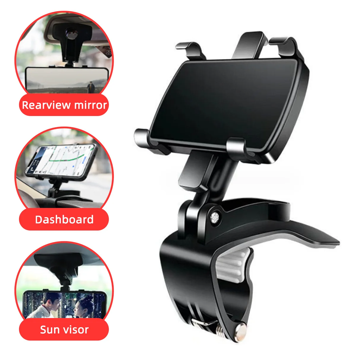 Soporte móvil visera solar giratorio 360° – Navegación GPS coche - imagen 3