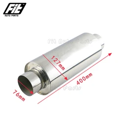 Resonador de escape deportivo universal para coche, tubo recto 76 mm