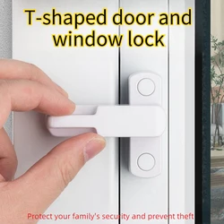 Cerradura de Seguridad en Forma de T para Ventanas, de Plástico y Acero, con Palanca y Pestillo Antirrobo para el Hogar, Accesorios de Ferretería