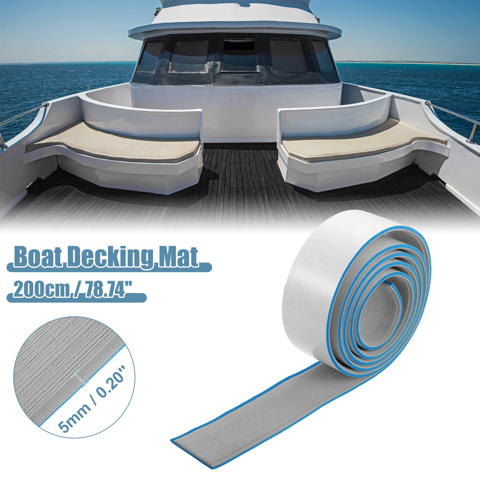 X Autohaux-cubierta de teca de imitación EVA, alfombra antideslizante autoadhesiva para suelo de barco, yate, RV, 2400x57mm, 2400X170mm - imagen 3