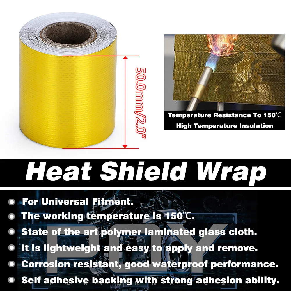 Cinta térmica dorada para escape – barrera calor autoadhesiva 2" - imagen 3