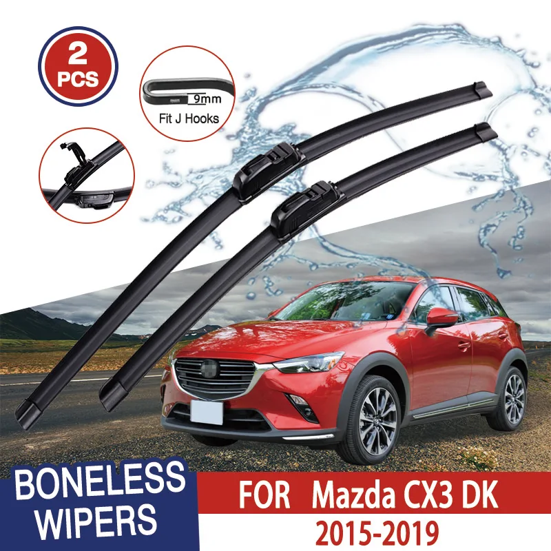 Para Mazda CX3 DK 2015-2019 limpiaparabrisas de coche tipo U limpiaparabrisas de goma suave sin hueso HD limpiaparabrisas automotriz duradero silencioso 22 "+ 18"