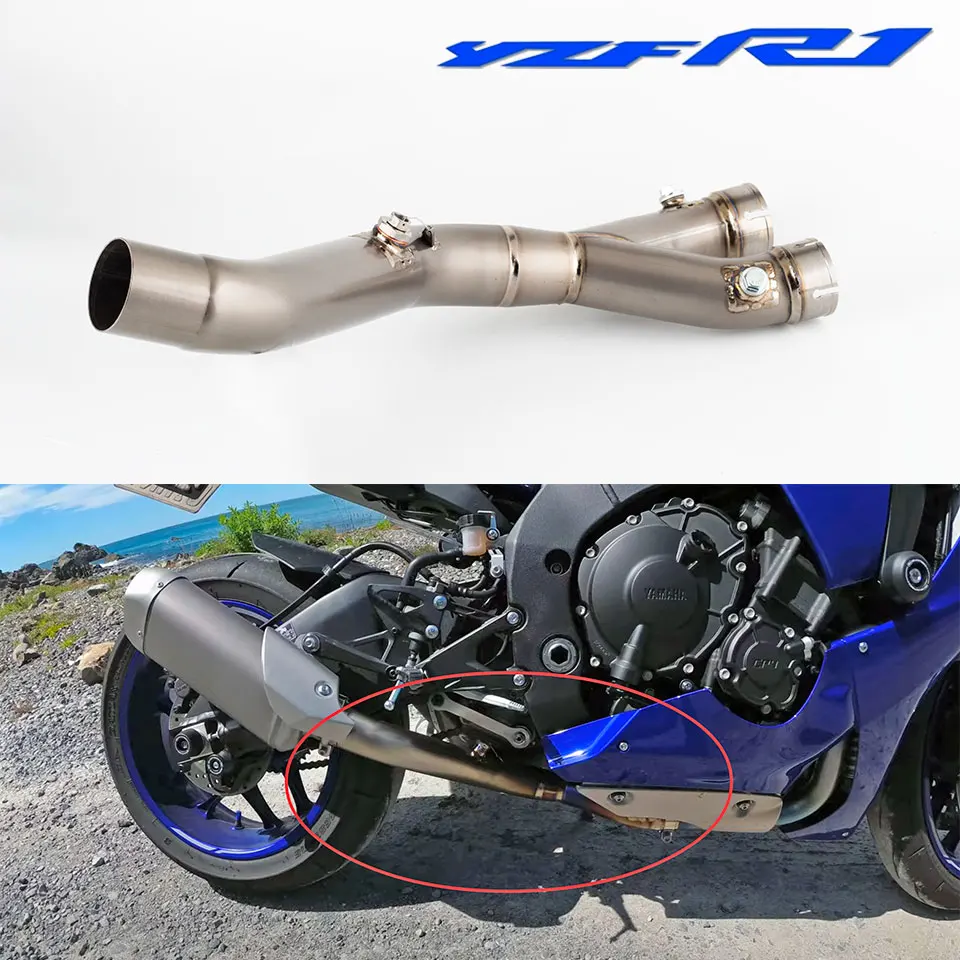 Silenciador de motocicleta, sistema de escape, tubo de enlace para Yamaha YZF R1/R1S/R1M 2015 - 2025 yfz R1, silenciador de escape R1, tubo de enlace R1