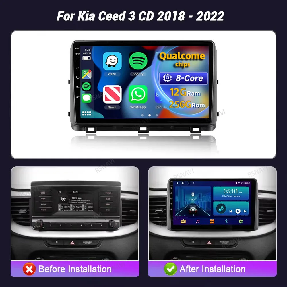 Reproductor Android Auto CarPlay Kia Ceed 2018-2022 GPS cámara - imagen 2