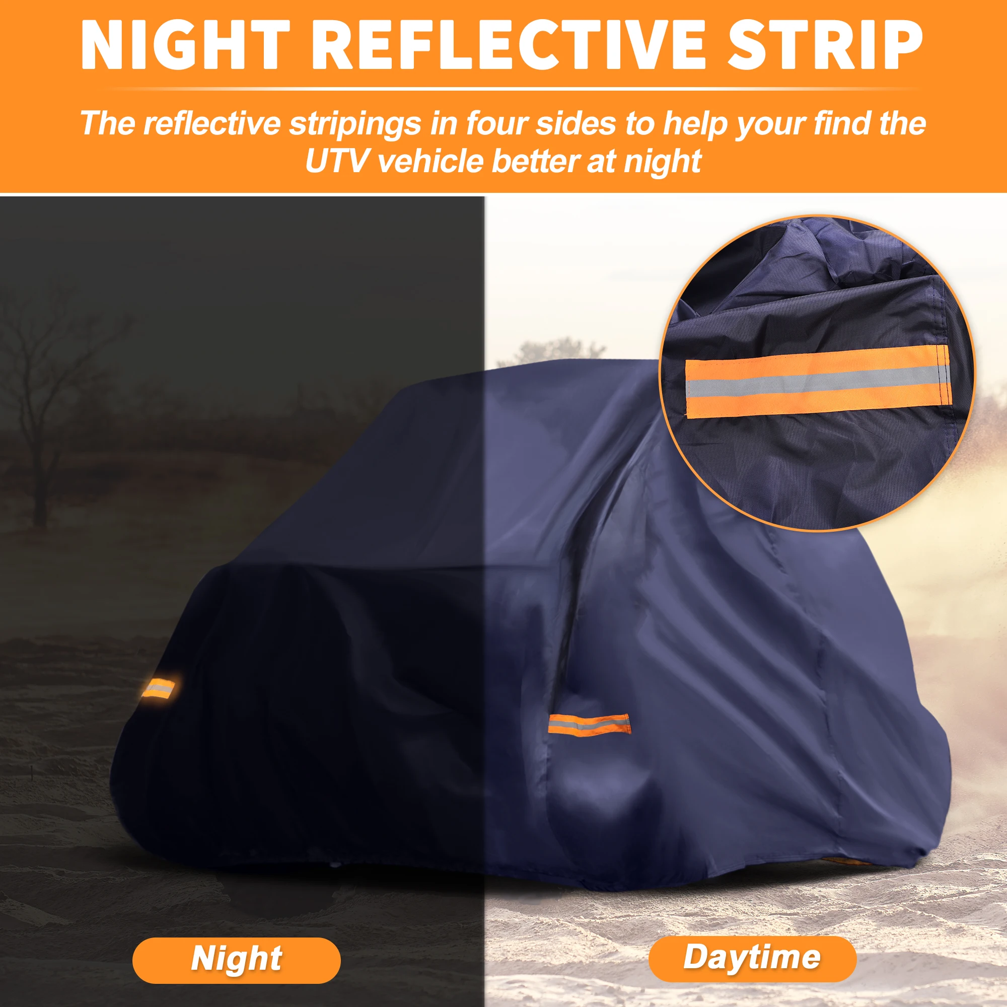 UXCELL cubierta impermeable para UTV al aire libre para Polaris RZR Turbo R Sport/Ultimate/Premium 210D-PU 325x188x189cm protección del vehículo - imagen 3