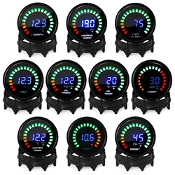 Tacómetro Digital para coche de 2 ", 52MM, barra PSI Boost, temperatura del agua al vacío, temperatura del aceite, voltímetro de prensa de aceite, relación aire-combustible, medidor de temperatura EGT