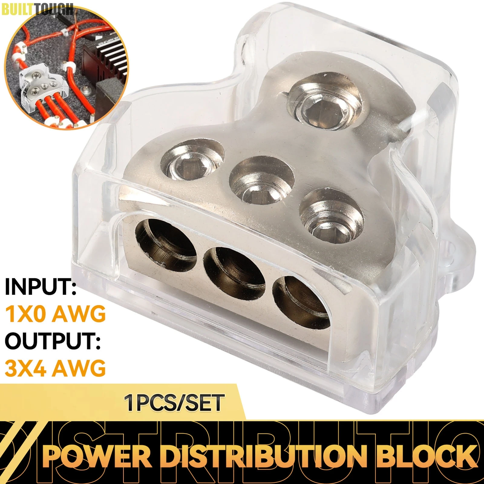 Bloque divisor de corriente 3 vías para audio coche