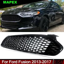 Rejilla frontal tipo panal negra brillante para Ford Fusion 2013-2017