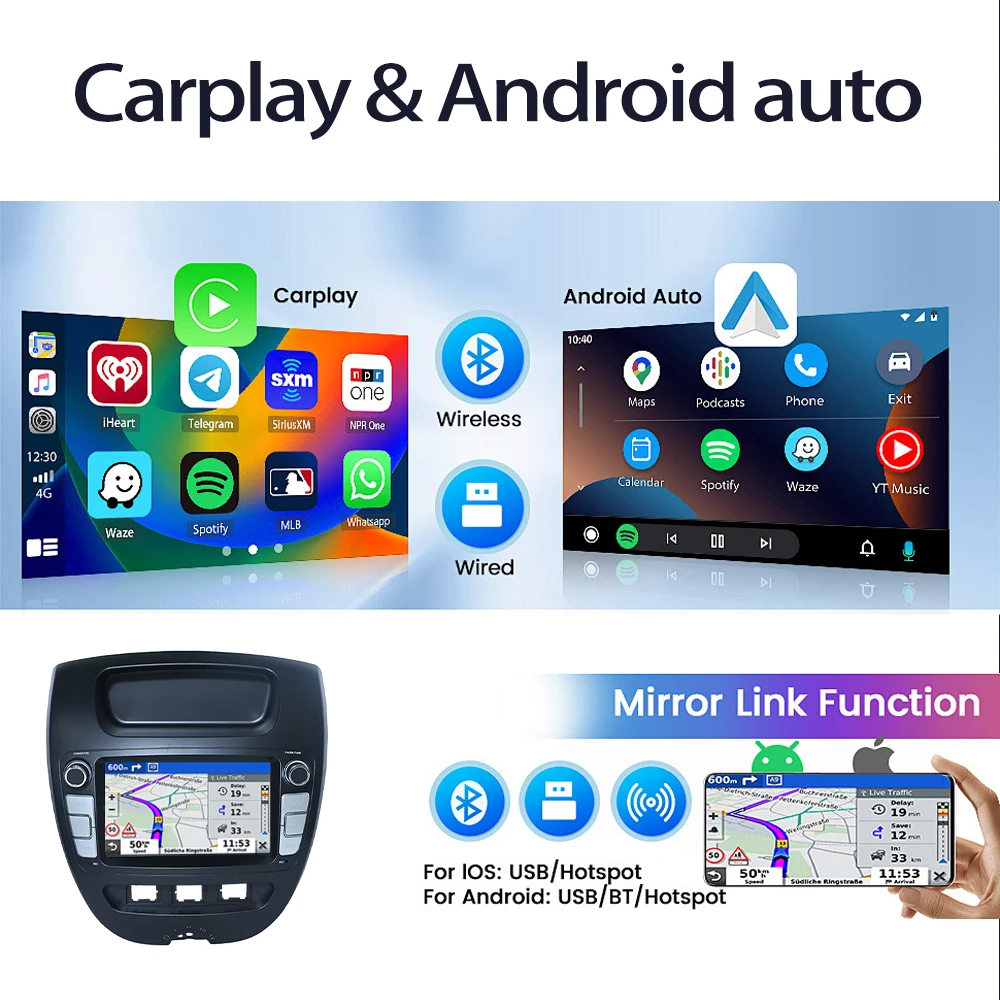 Autoradio Android 2DIN Peugeot 107 Citroën C1 (2005-2014) GPS Carplay - imagen 5