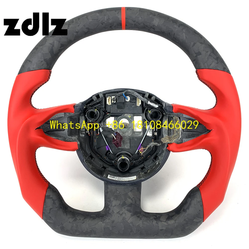 Volante de carbono forjado rojo para Audi A3 A4 S3 S4 RS3 RS4 racing