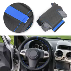 Funda de volante cuero negra y azul para Chevrolet Niva y Opel Corsa D