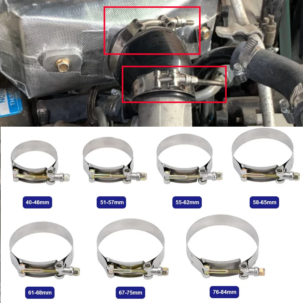 **1 pieza 2,0 "2,25" 2,5 "2,75" 3,0 "3,25" 3,5 "4,0" abrazadera de escape con perno en T entrada Turbo escape Intercooler acoplador de silicona**