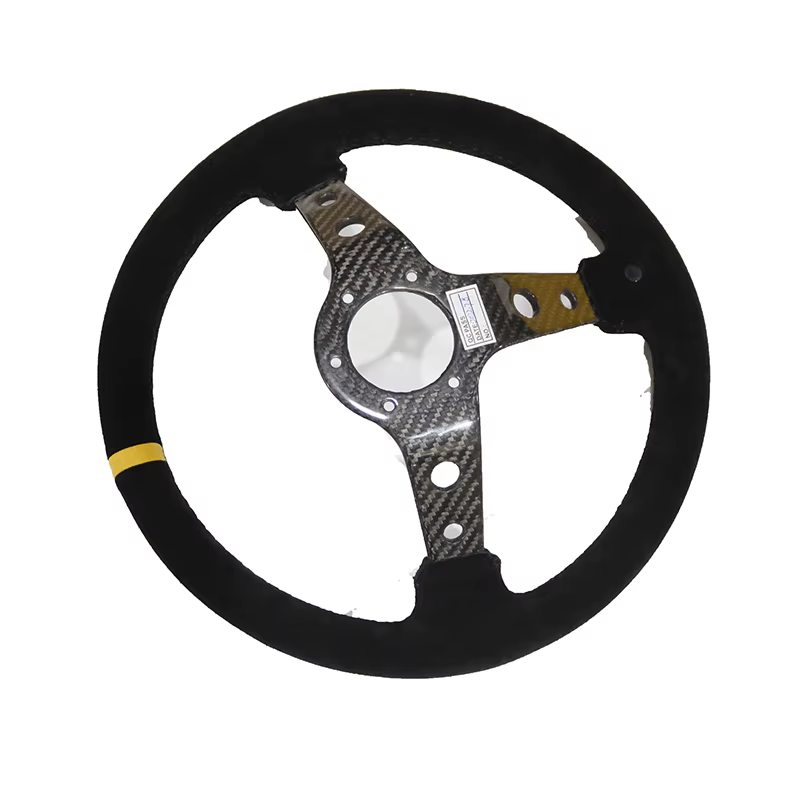 Volante deportivo universal de gamuza con soporte de fibra de carbono - imagen 4