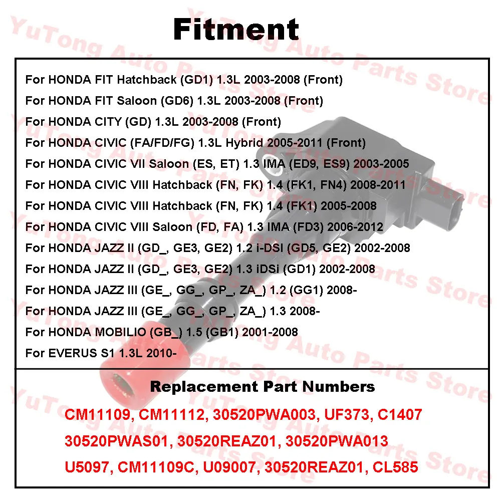 Bobinas de encendido Honda City, Civic VIII y Jazz II 1.3 L13A - imagen 2