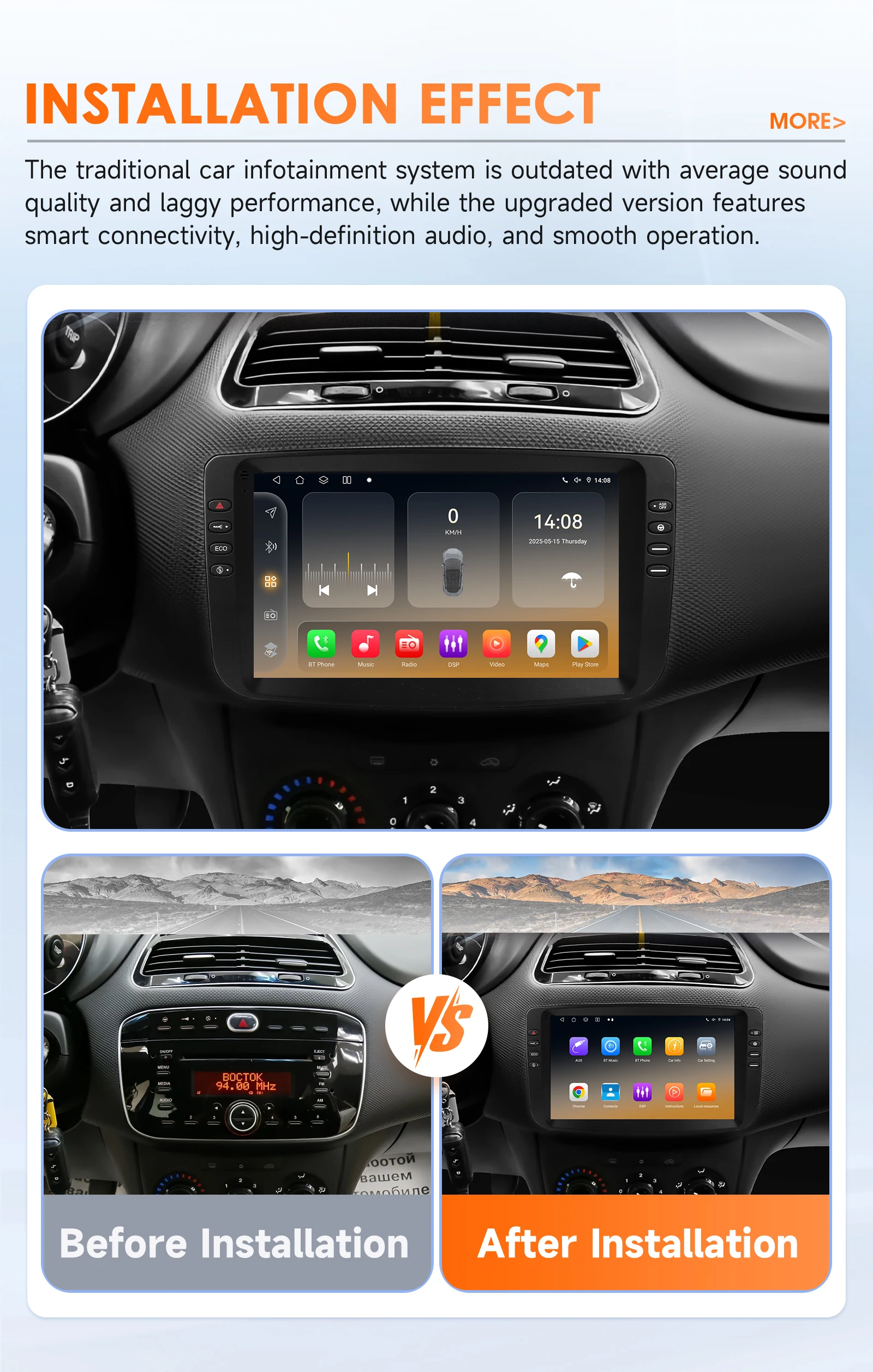 Hizpo Autoradio Android 9" 2DIN CarPlay DSP Fiat Linea Punto EVO 2012-2015 - imagen 2