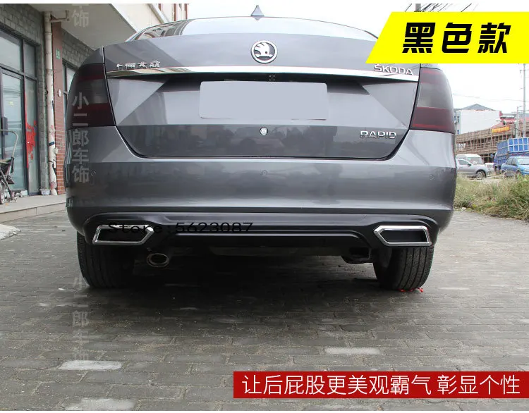 Difusor trasero ABS negro con protector para Skoda Rapid 2013-2017 - imagen 4