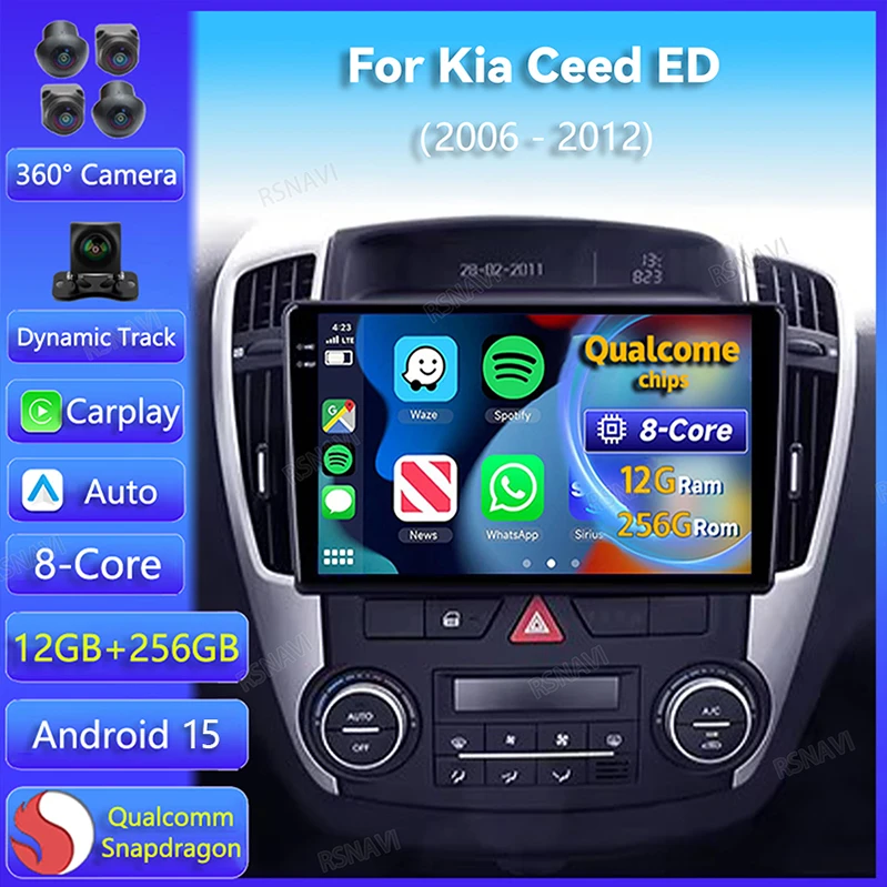 Autoradio Android Kia Ceed ED 2006-2012 2DIN GPS CarPlay cámara 360