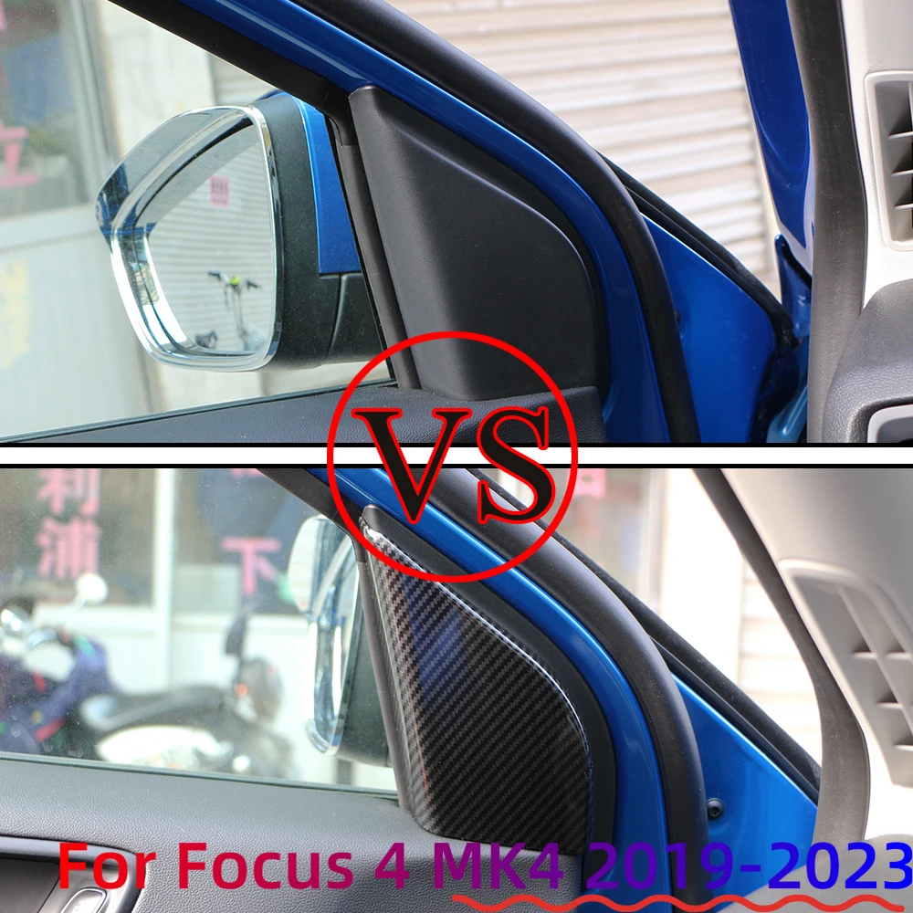 2 unids/set un Pilar Audio altavoz decoración embellecedora pegatina para Ford New Focus 4 MK4 2019-2023 accesorios de coche fibra de carbono - imagen 4