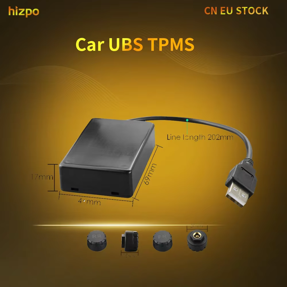 Hizpo TPMS USB para radio Android, monitor de presión de neumáticos