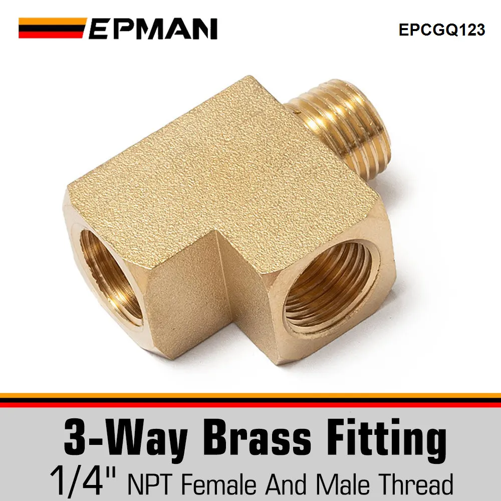 Racor T latón EPMAN rosca 1/4 NPT hembra-macho para aceite y gas