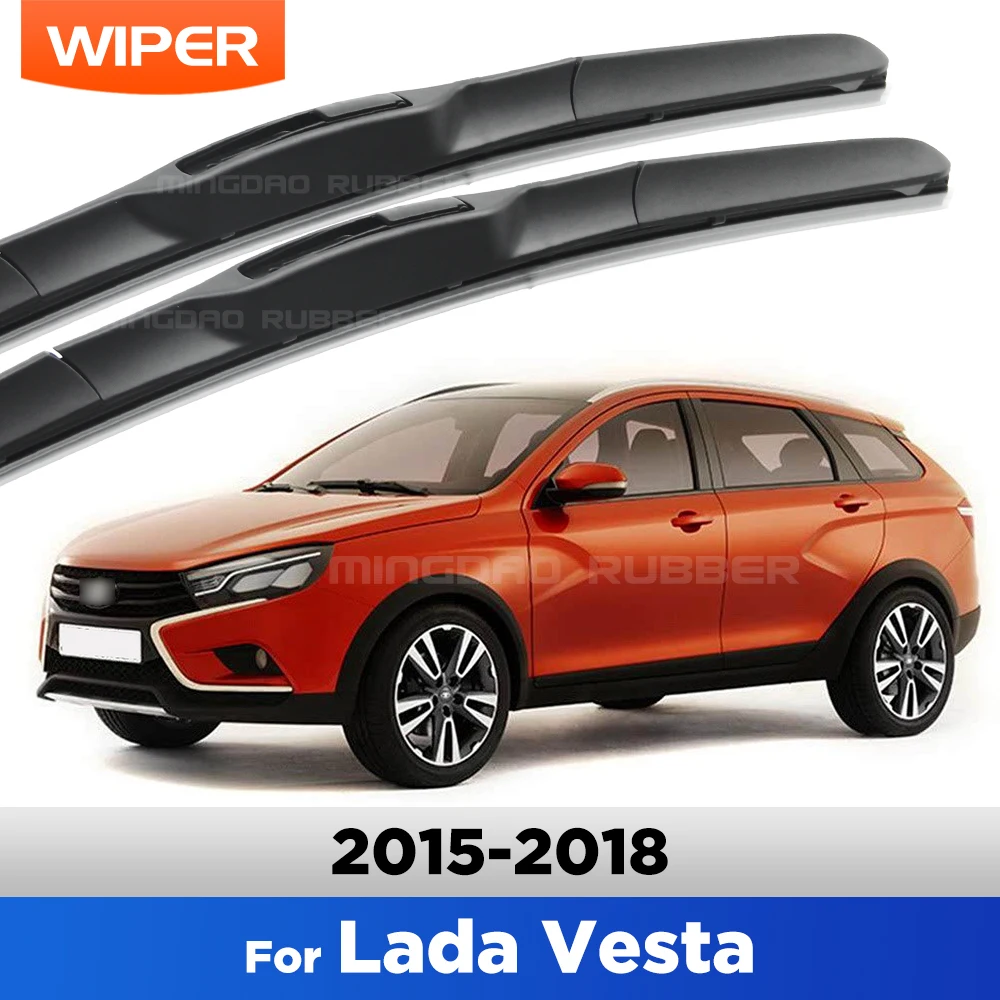 CREATROAD limpiaparabrisas de goma para Lada Vesta 2015-2018 2016 2017 limpiaparabrisas cepillo de ventana 24 "+ 18"